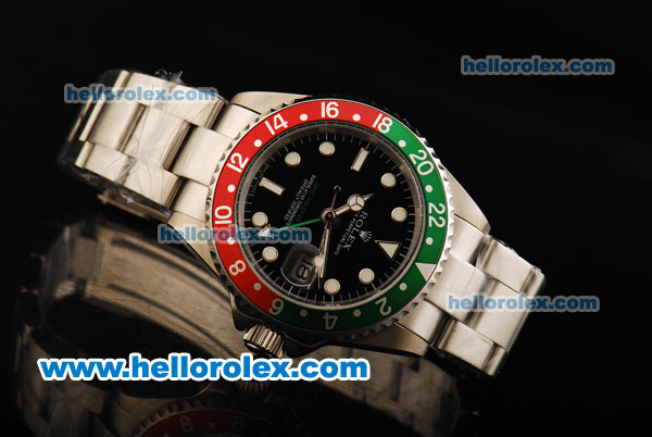 Rolex GMT-Master II Automatic Movement Full Steel with Green/Yellow Bezel and Black Dial - Click Image to Close